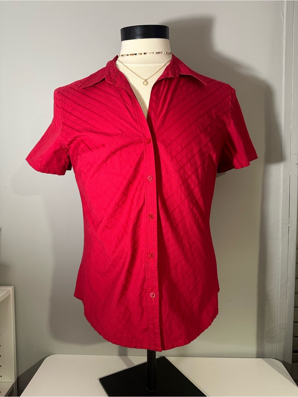 St. John's Bay Red Short-Sleeve Button-Down Shirt